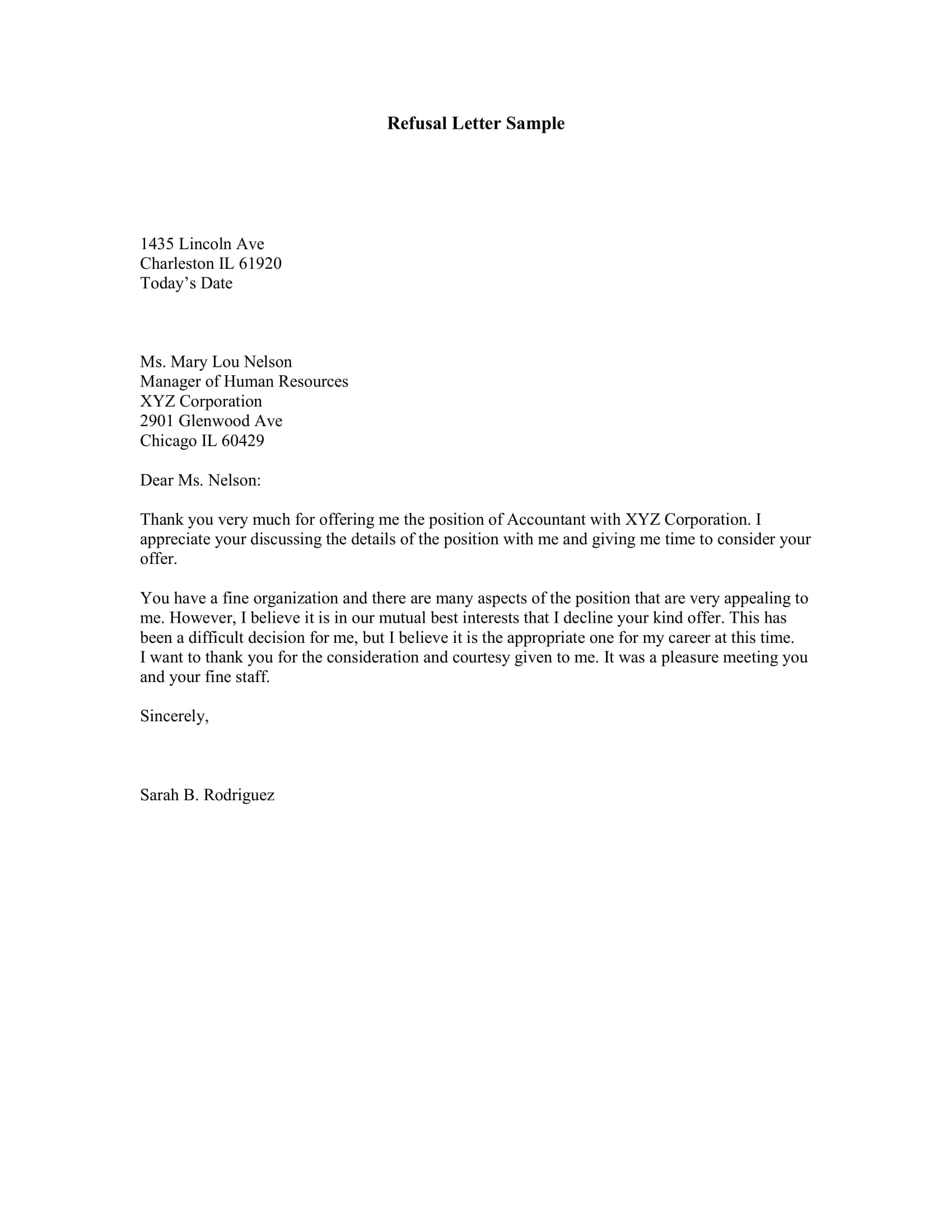 Professional Letter Format Template